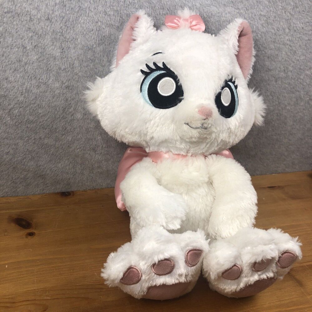 Disney Parks 12" Plush Marie Big Feet White Cat Kitten Pink Bow The Aristocats - Picture 6 of 7